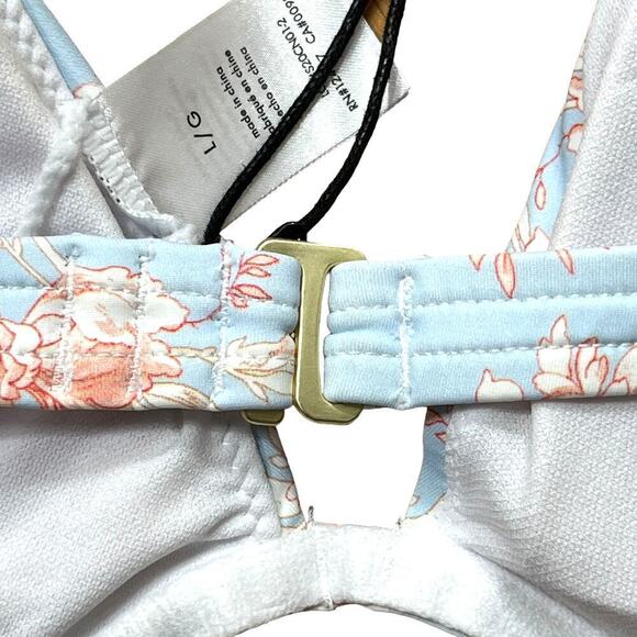 WeWoreWhat NWT Halogen Blue Floral Allie Underwire Padded Bikini Swim Top Large - Picture 11 of 11